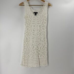INC international concepts white cotton crochet lace scoop neck summer dress